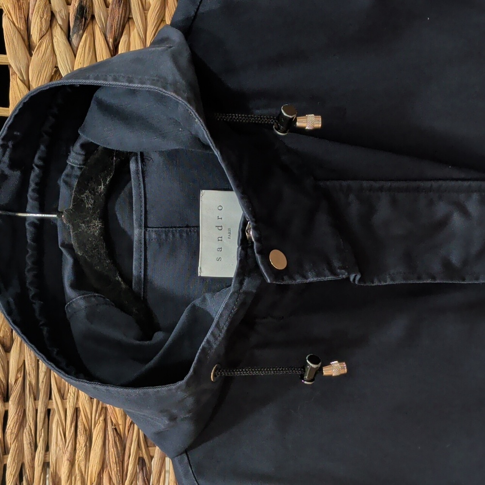 Sandro Men's Black Hooded Parka Jacket - Picture 3 of 12
